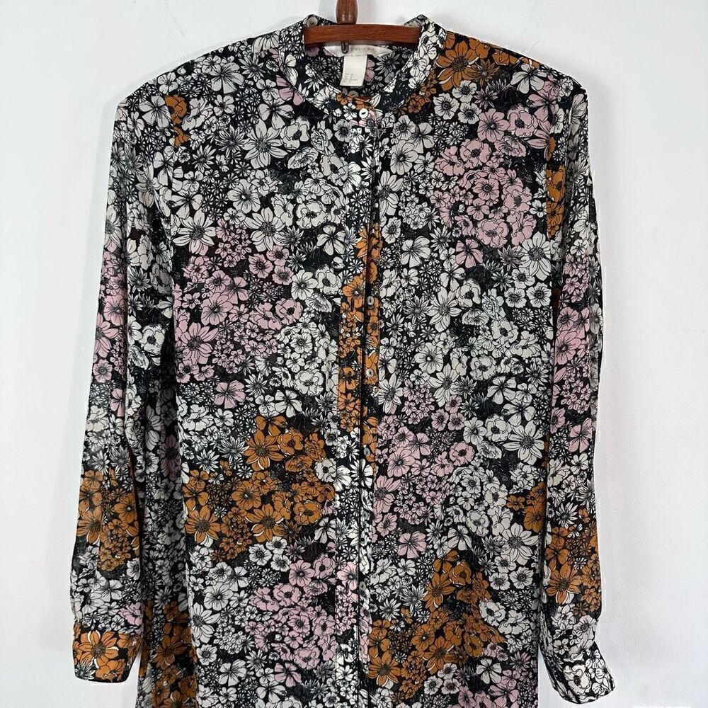 H&M Floral Sheer Button Up Tunic - Picture 5 of 11